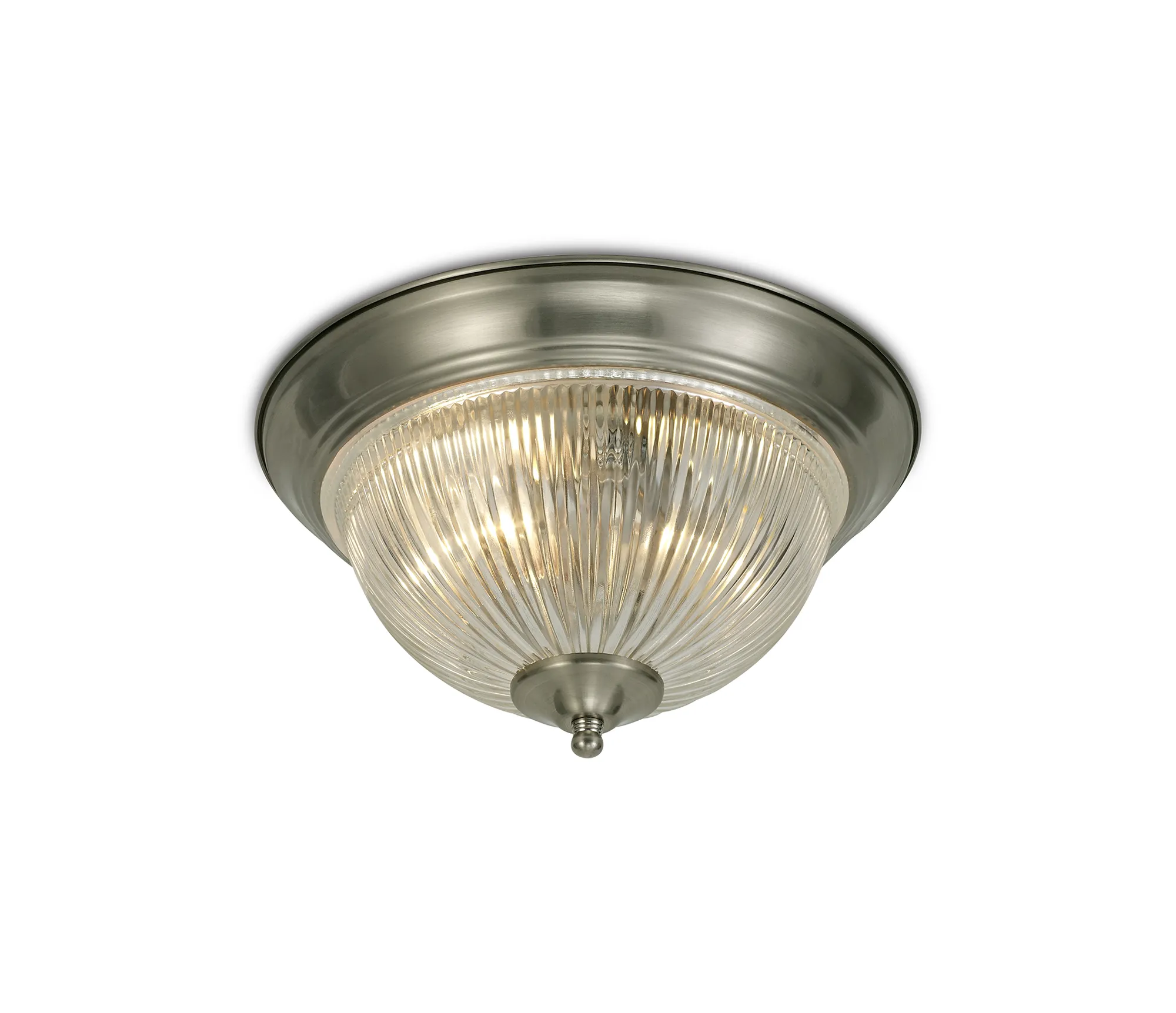 D0406  Macy Glass IP44 Flush Ceiling 2 Light Satin Nickel